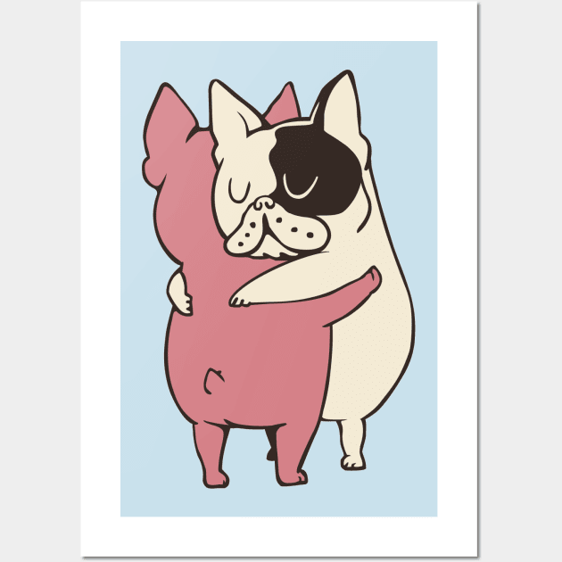 French Bulldog Hugs Wall Art by huebucket